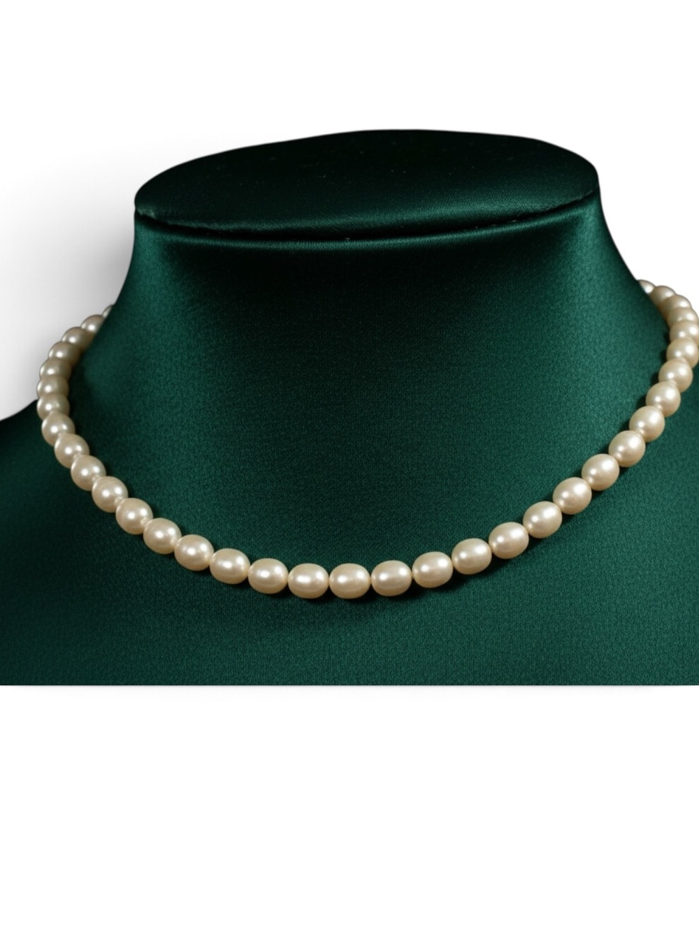 Pearl Look Necklace Organic Baroque Style 925 Sterling Silver Clasp